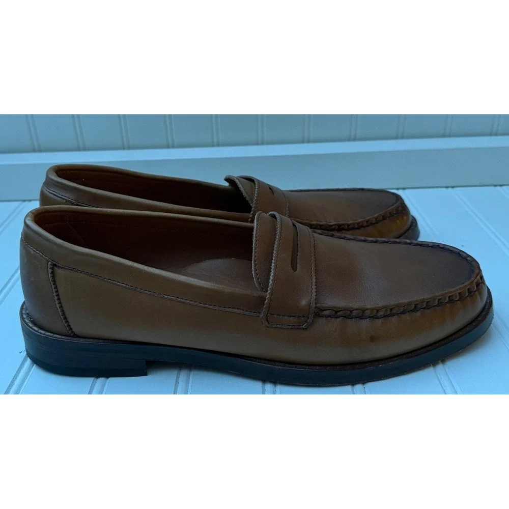 Allen Edmonds Dylan Tan Leather Penny Loafers Mens 10 D 3385 Made in USA
